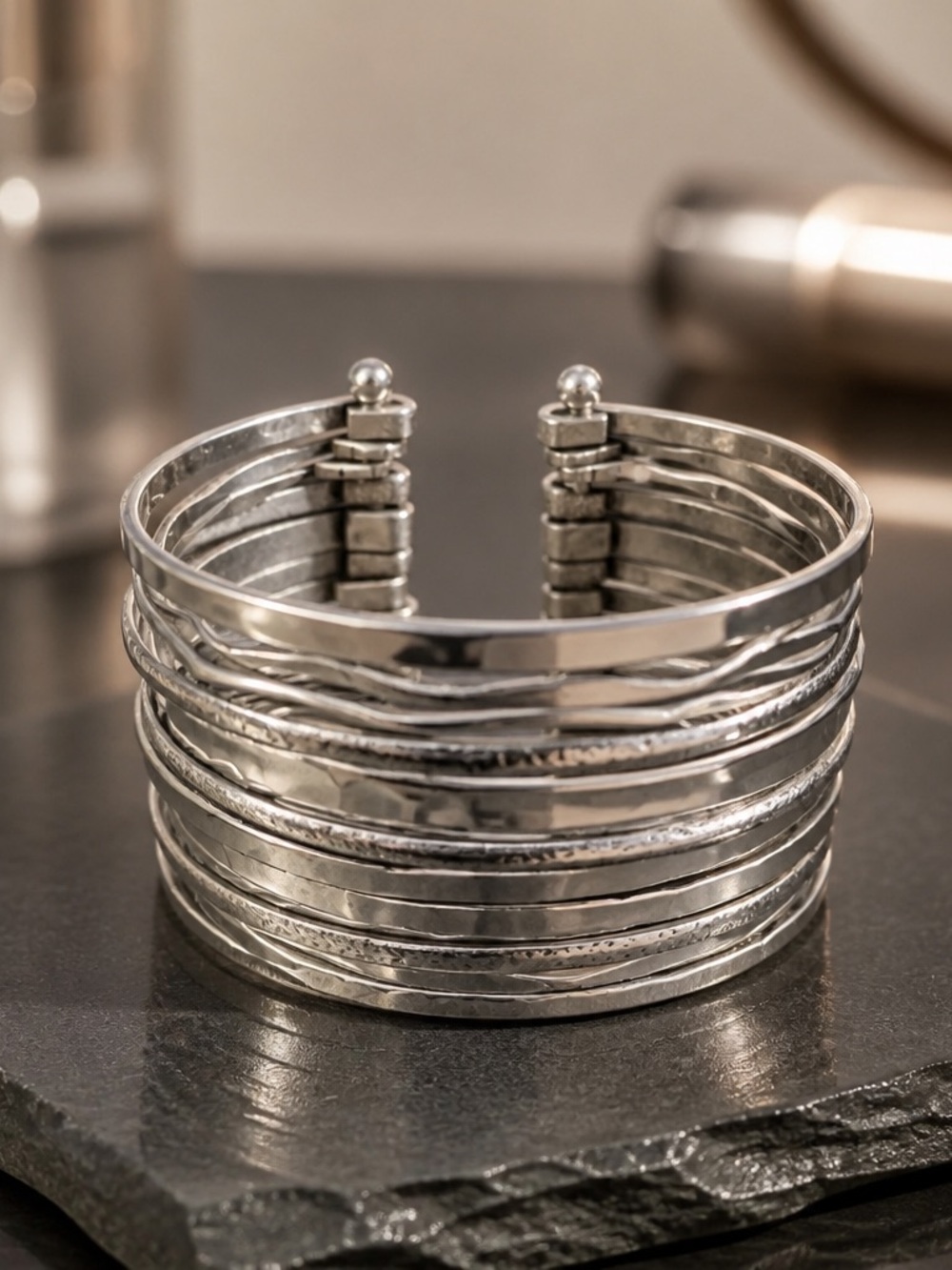 Banana Republic Silver Multi-Row Cuff Bracelet